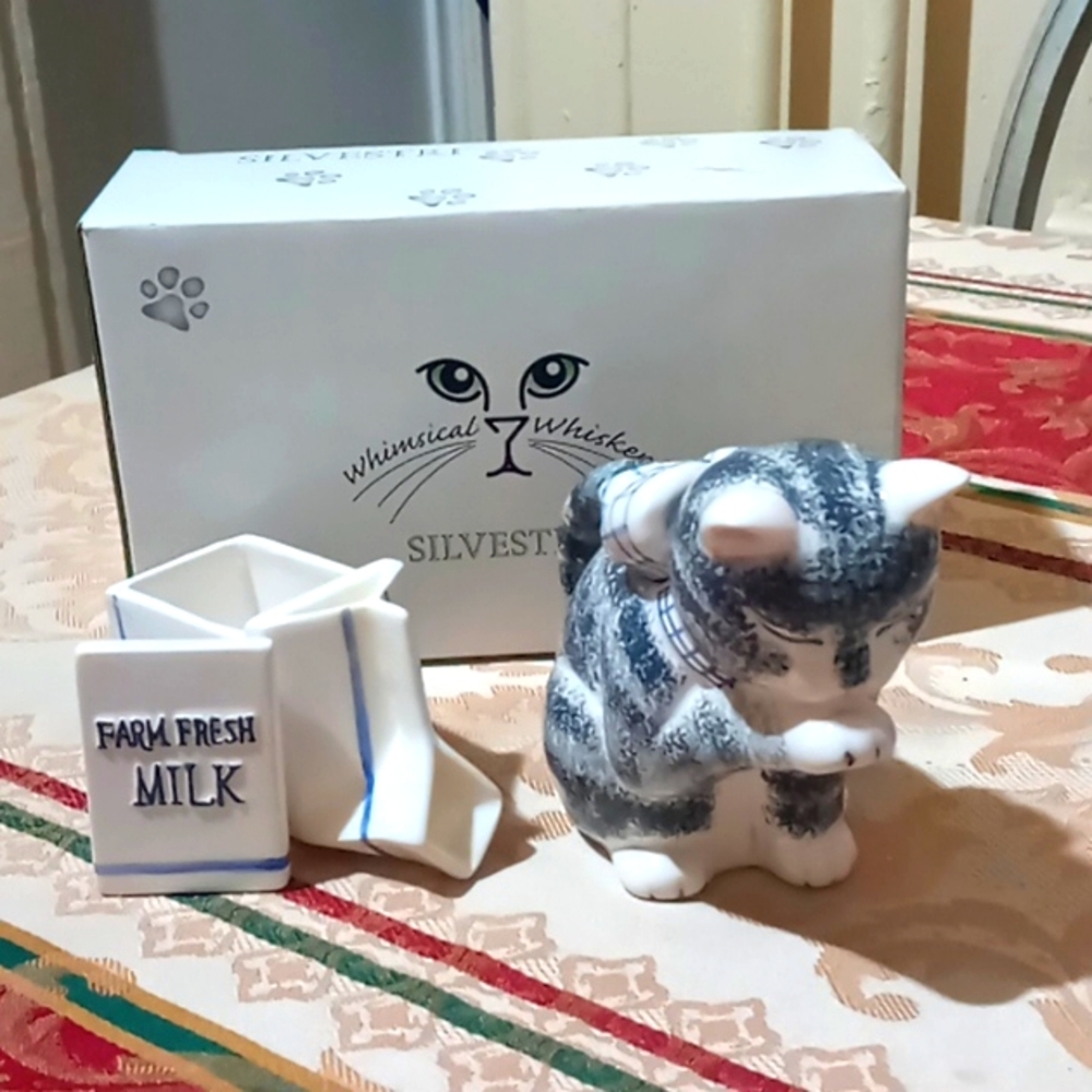 WHIMSICAL WHISKERS by SILVESTRI SUGAR BOWL & CAT CREAMER